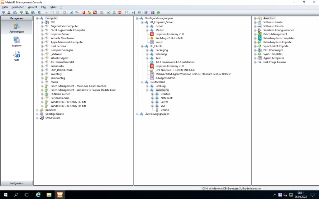 Screenshot aus der Matrix42 Management Console.
