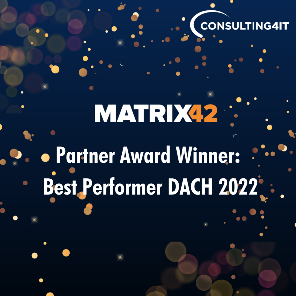 Partner Award der Matrix42 GmbH für Consulting4IT als Best Performer DACH 2022.
