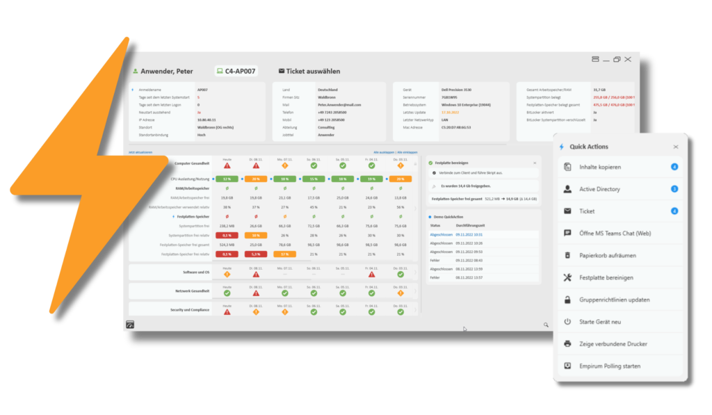 Mehrere Screenshots aus dem Consulting4IT Produkt F4SD.